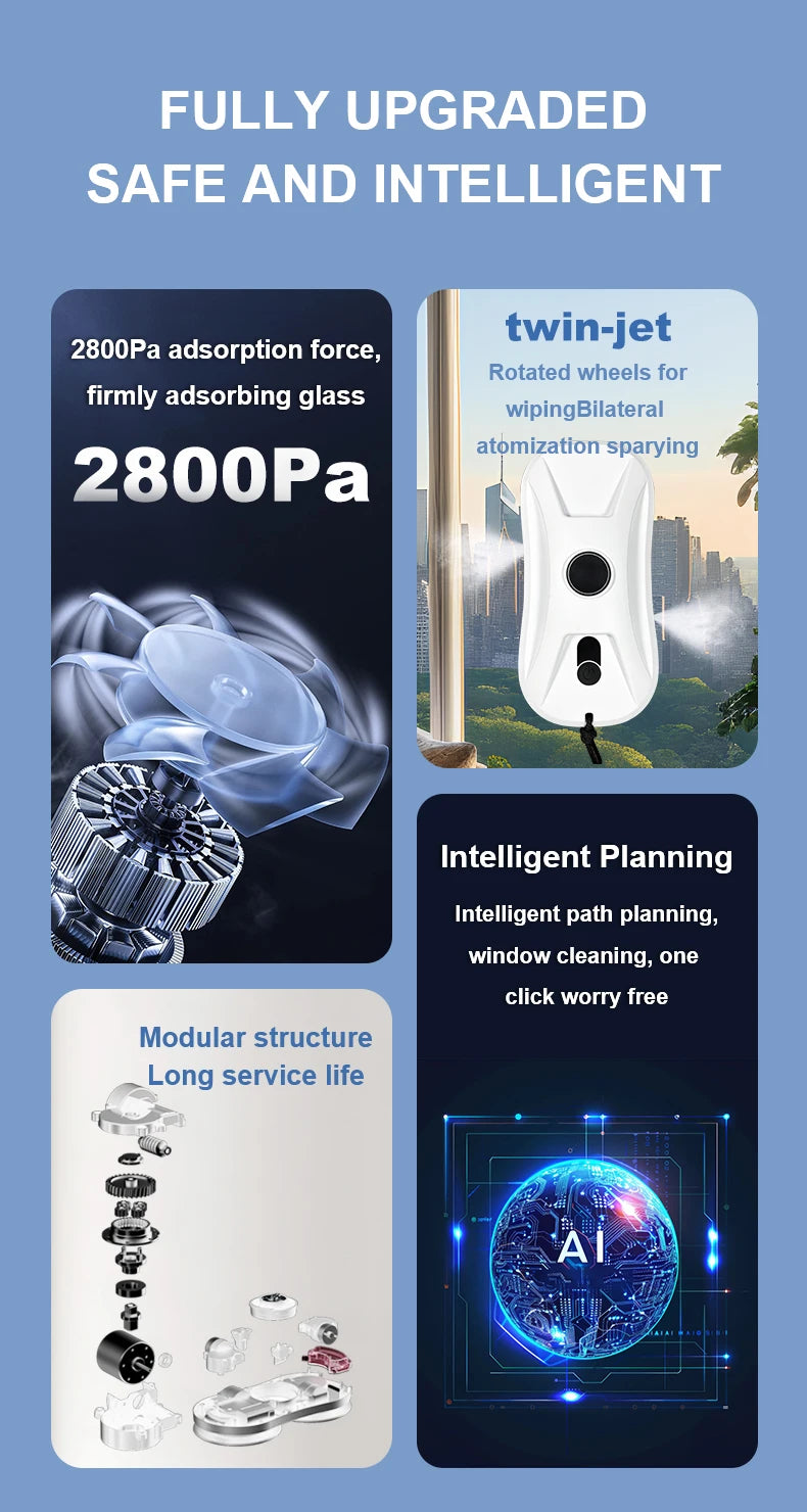 New In Automatic Robot Window Cleaner Vacuum Smart Home Appliance Clean Glass Windows Washer Window Washing Electric Floor Mops
