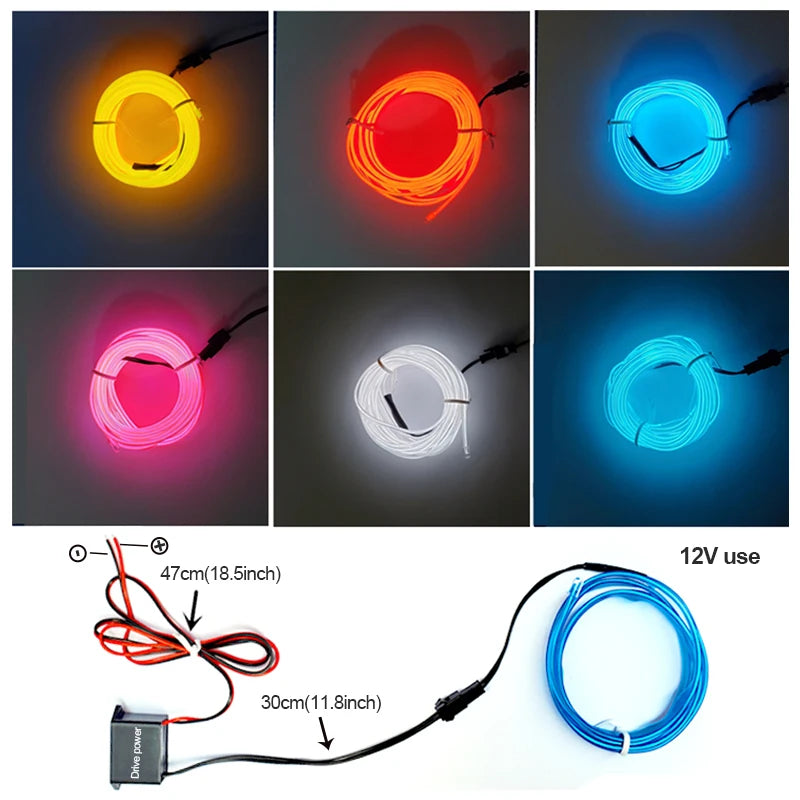 BLALION 12V Motorcycle LED Ambient Decorative Strip Light Car DRL Styling Flexible Atmosphere Lights APP Control Waterproof Lamp