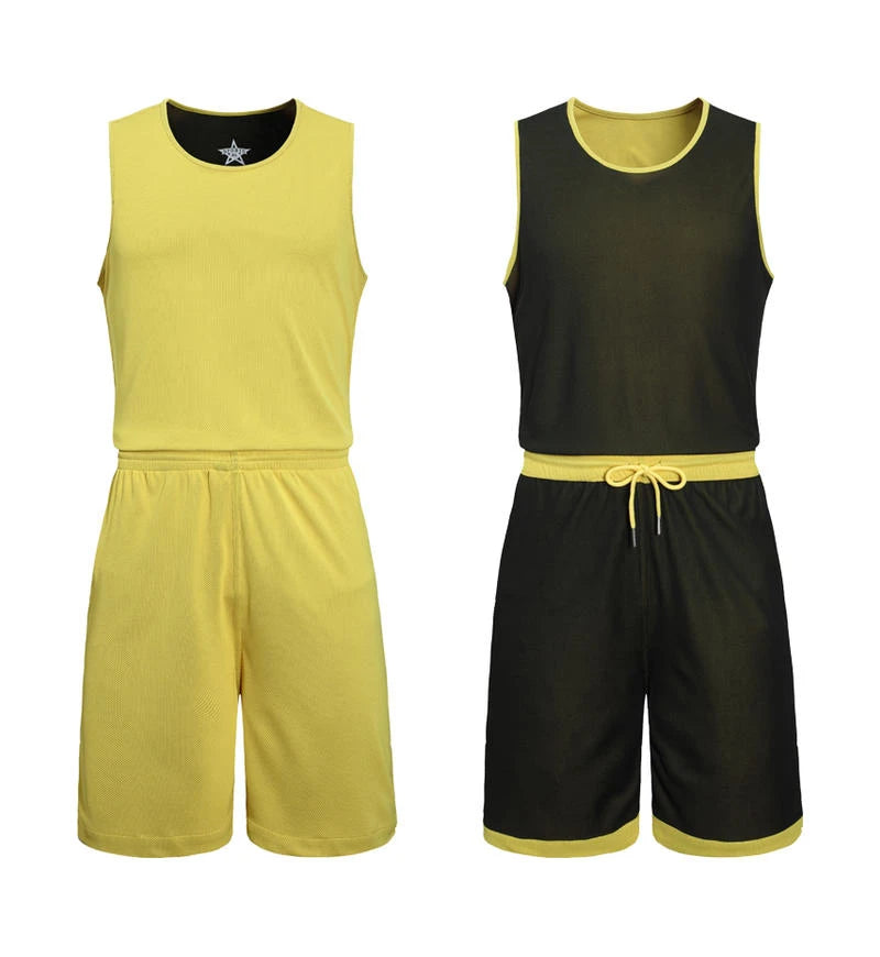 NASA GISS Double sided Basketball Suit Ice Silk Sports Set Men's Summer Quick Drying Men's Running and Fitness Sleeveless T-shir