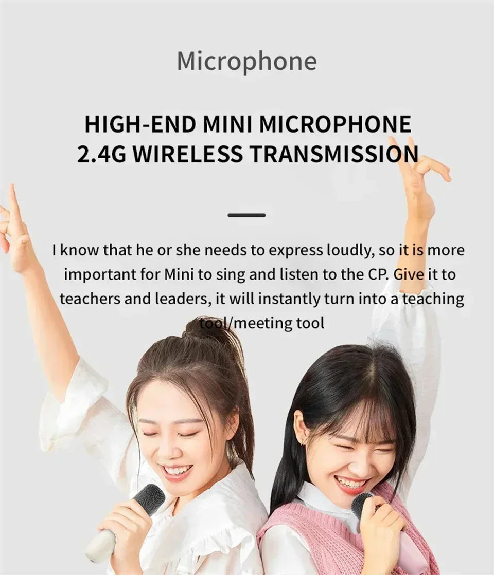 Bluetooth Speaker K12 Portable Karaoke Machine 5.3 PA System With 2 Wireless Microphones Home Family Singing Children's Gifts