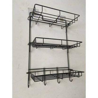 Metallic Hanging Bathroom Organizer, No Drilling, Shower Shelf for Hanging, Stainless Steel Shower Basket, Shower Rail with 3-Tier Basket, Foldable and Removable