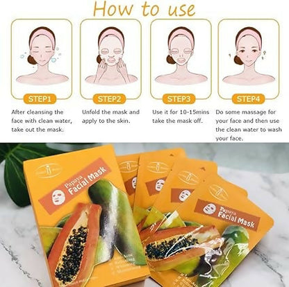 Aichun Beauty 10Pcs Papaya Facial Mask