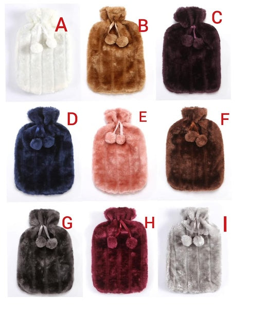Hot Water Bottles With Faux Fleece Cover, Soft Flannelette Hot Water Bottle Cover for Neck Shoulder Pain Relief