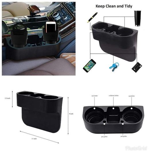 Car Seat Seam Wedge Organizer – Cup Holder, Phone Mount & Storage for Easy Access