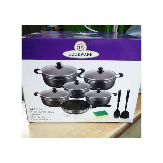 14Pcs Heavy Non-Stick Cooking Pot Sufuria Set