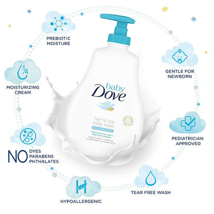 Baby Dove Rich Moisture Hair to Toe Baby Wash, 400 ml