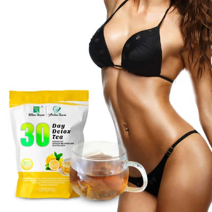 30 Days Detox Tea Flat Tummy Teabags, Lemon Flavor Natural Herbal - Wins Town