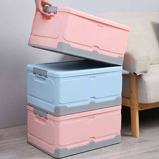 Foldable Multipurpose Storage Box with Lid, Clothes Storage Box with Handle, Stackable and Space Saving Organizing Box for Under Bed